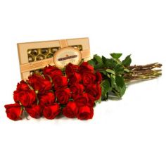 烏克蘭,情人節玫瑰花束12朵加巧克力