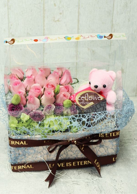 Rose Bouquet in box,Pink Lady