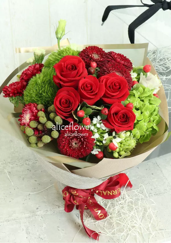 盒裝花,紅衣玫瑰盒裝花束