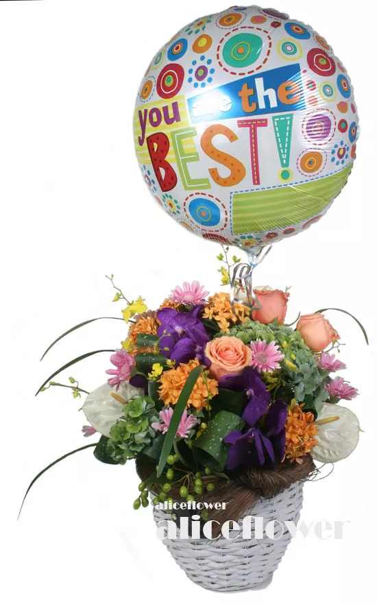 週年慶花禮,威尼斯花園氣球盆花