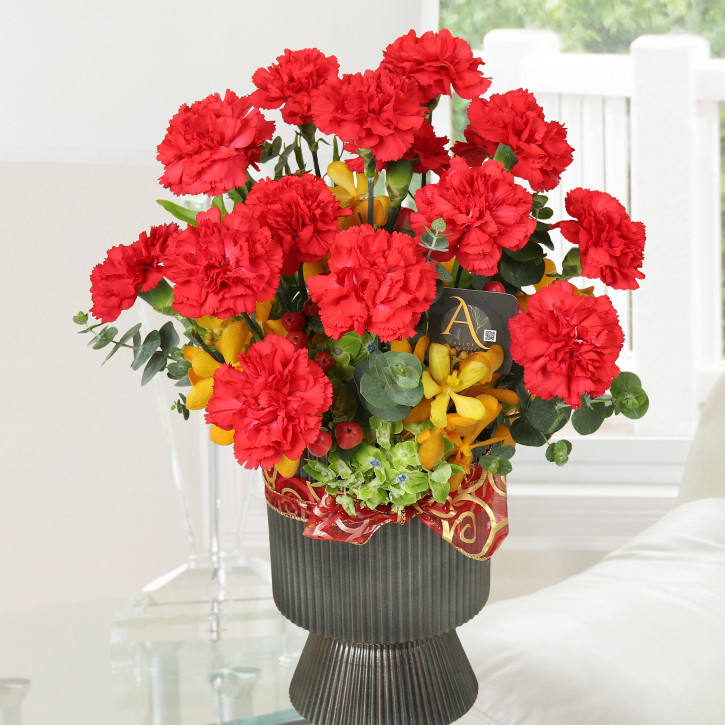 母親節進口康乃馨盆花,花漾馨情紅色康乃馨盆花