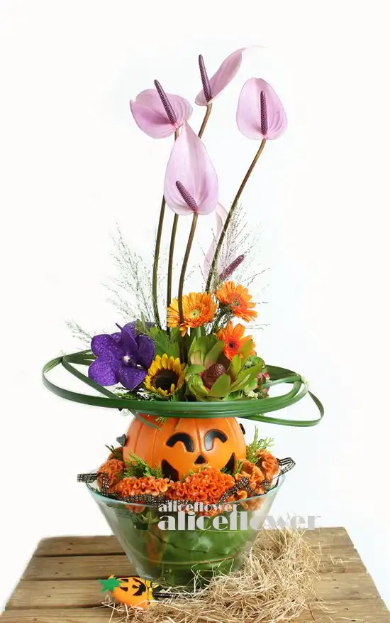 Halloween Flowers & Gift-Best wish pumpkin-Alice Florist Taipei, Taiwan.