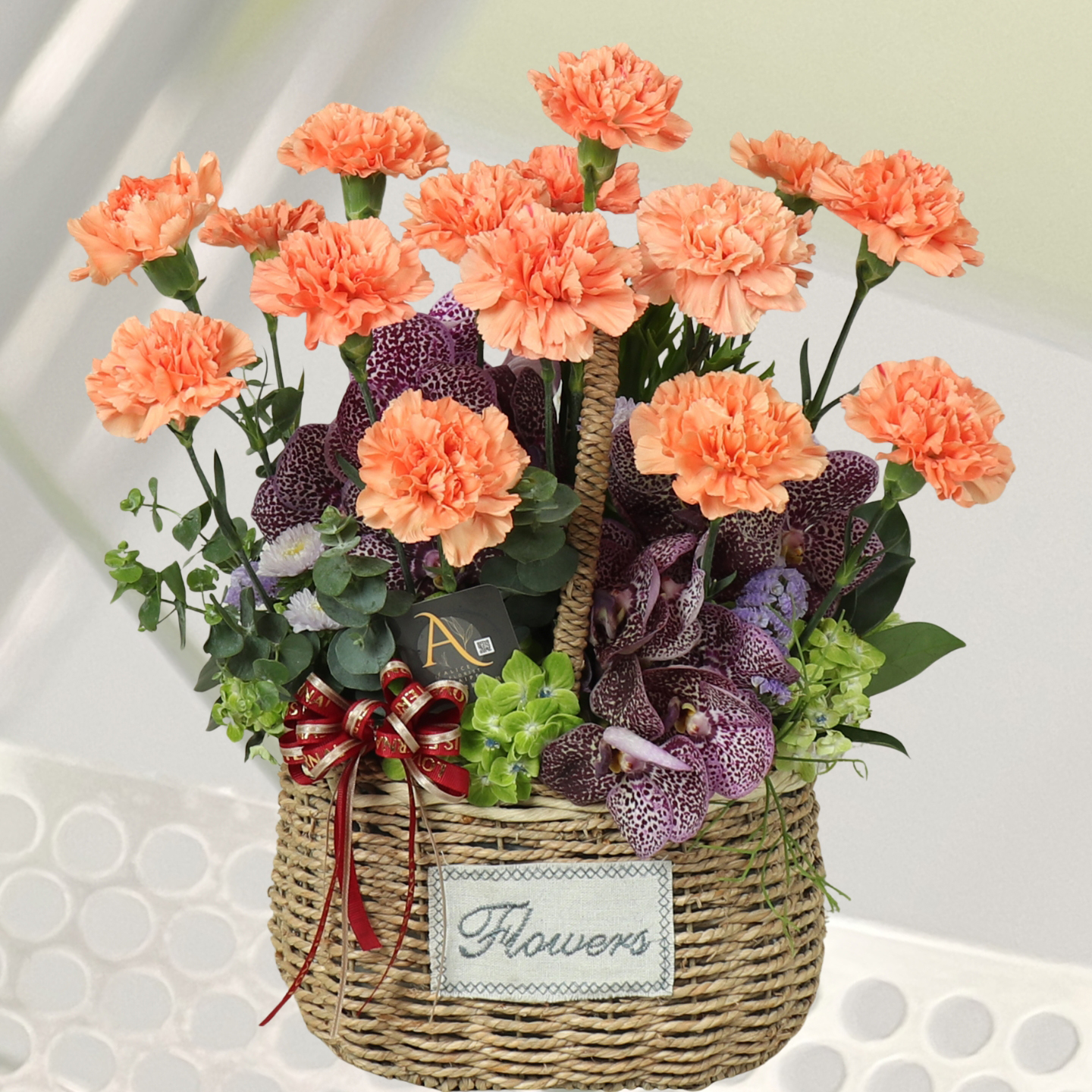 馨手親恩橘康乃馨盆花