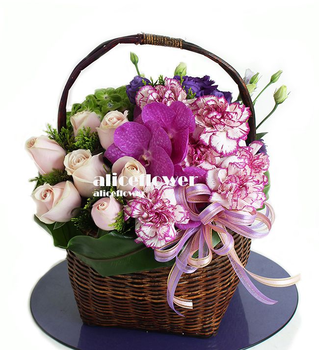 精緻盆花設計,德雷莎之愛粉雙色康乃馨盆花