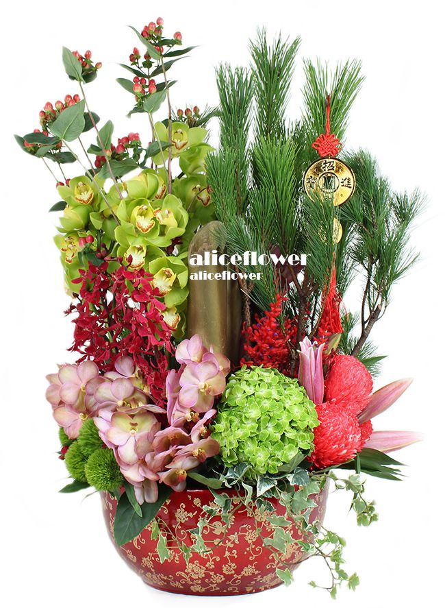 Floral Arranged,Golden bamboo New Year