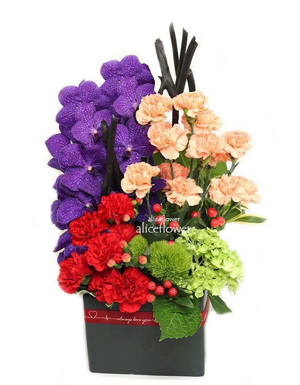 Mother´s Day Imported Carnation Arrangement,Gold  Mom multicolor Carnation