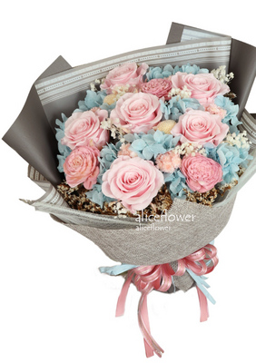 Bouquet in a Box,Lilace Pink Forever Roses