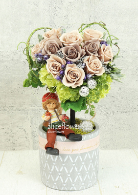 Valentine Bouquet * Forever Roses,Cappuccino Heare Roses