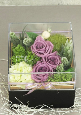 玫瑰花束 盒裝,紫漾*永生紫玫瑰盒裝花