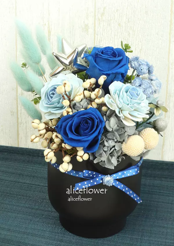 玫瑰盆花,藍色相思*永生藍色系玫瑰