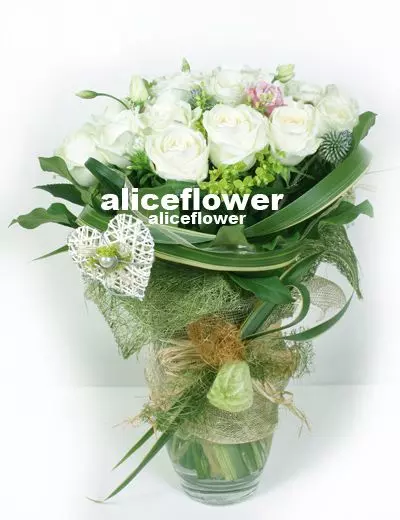 @[White Valentine Bouquet Vase],Symbol of Love FV019