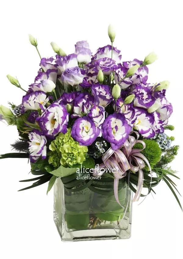 秋之頌瓶裝花,紫桔梗花語瓶裝花