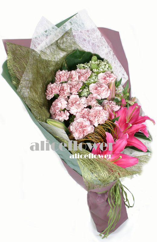精緻花束,溫馨情懷康乃馨百合花束