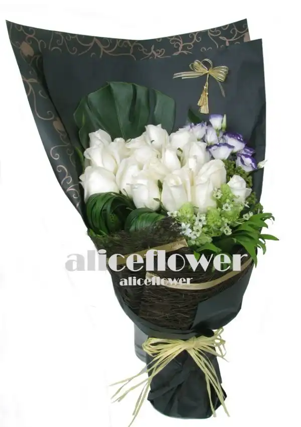 @[Imported Rose Bouquets],Sincere Love White Roses
