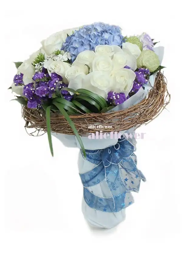 @[Imported Rose Bouquets],Summer Love Song White Roses