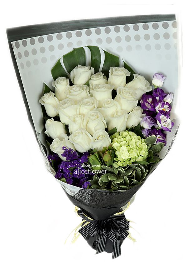 Imported Rose Bouquets,Pure Dream White Roses