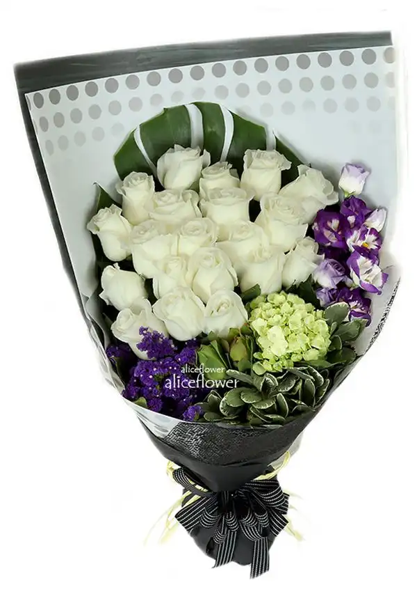 @[Imported Rose Bouquets],Pure Dream White Roses