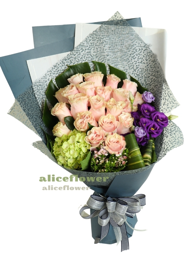 Chinese Valentine Bouquet,Love Poem Pink Roses Bouquet