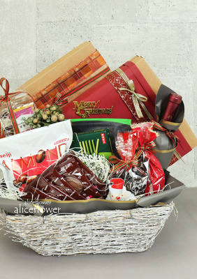 X´mas Hamper Basket,Happy Santa Centerpiece