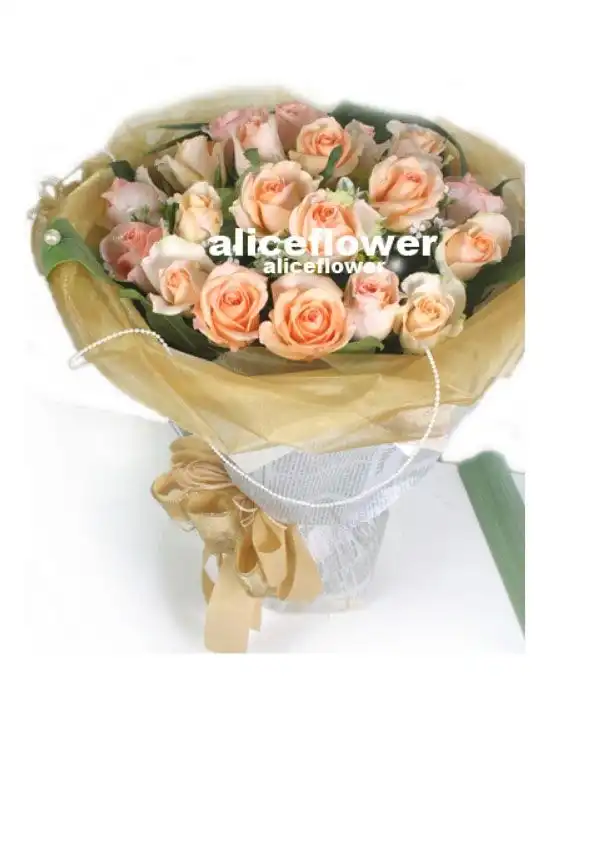 @[Gemini Bouquets],Valentine Splendor Light Orange Roses