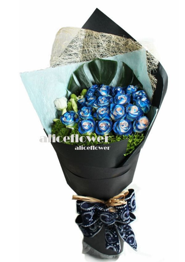 Imported  Roses,Blue Hues Fiesta Rose