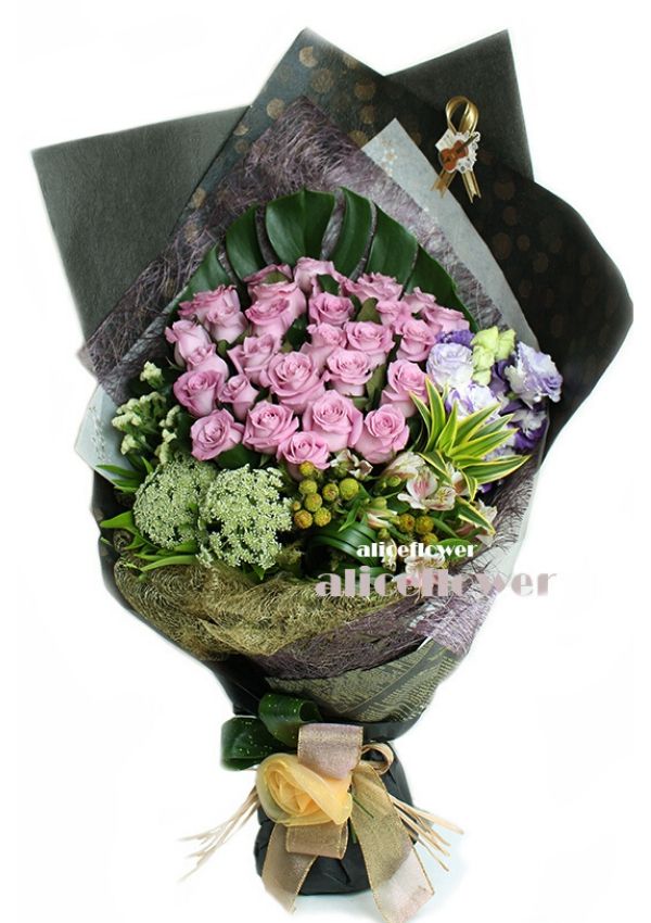 White Valentine Bouquet,Purple Wish