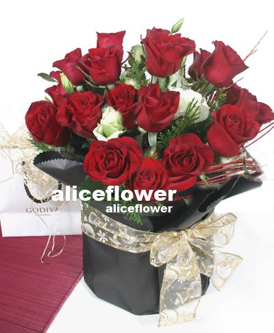 精緻盆花設計,黑色誘惑紅玫盆花